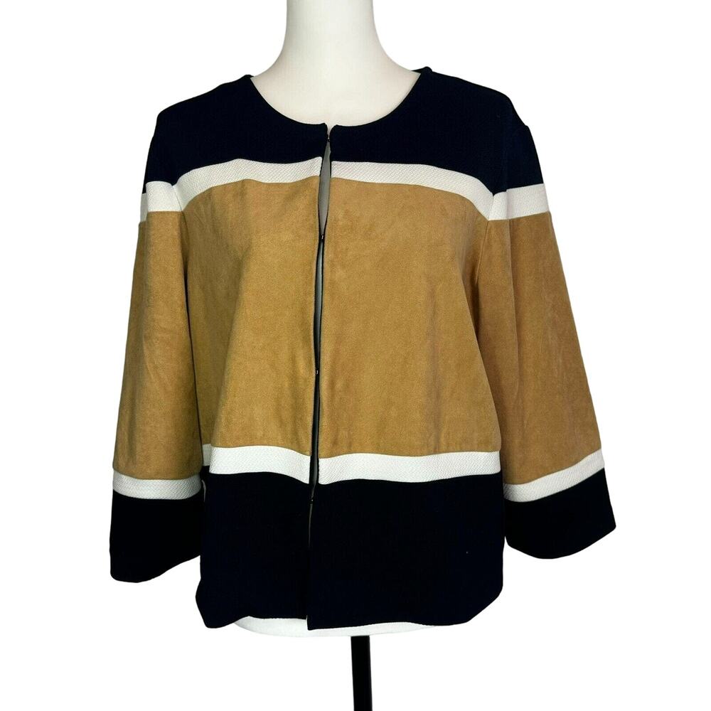 CHICO'S | Women's 2 Large Travelers Faux Suede Blazer Jacket Hook‎ Closure